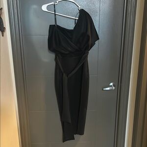 ASOS Black Asymmetrical Ruched Cocktail Dress
